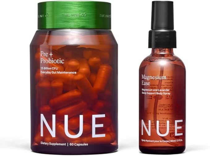 The Nue Co. Prebiotic+ Probiotic Supplement and Magnesium Ease Bundle