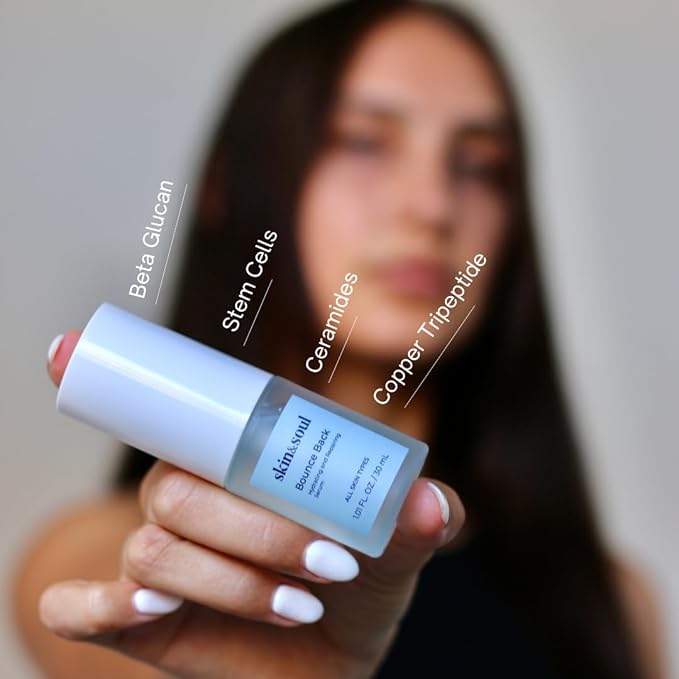 Skin & Soul Bounce Back Serum – Repairing, Hydrating & Soothing Face Serum with Ceramides, Beta-Glucan, Peptides & Stem Cells, Anti-Redness for Sensitive & Acne-Prone Skin, Skincare, 1 fl oz (30 mL)