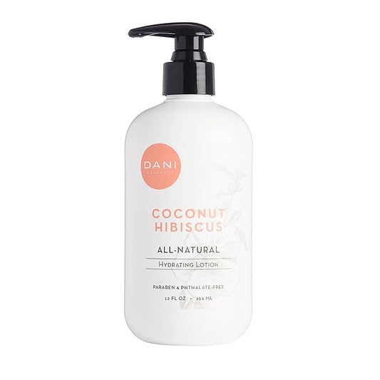 DANI Naturals Hand & Body Lotion - Coconut Hibiscus Scented, Moisturizing & Nourishing Lotion for Dry Skin, Deep Hydration with Natural & Organic Ingredients, Paraben-Free, Vegan & Cruelty-Free, 12 Oz