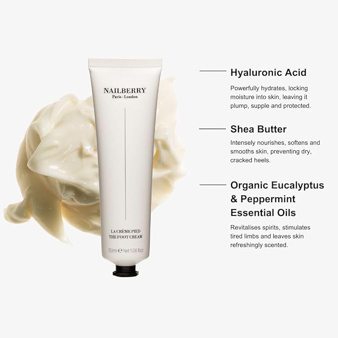 Revitalising Foot Cream | Dry Cracked Heels and Feet | Lightweight Lotion with Hyaluronic Acid | Nourishing Shea Butter | Eucalyptus & Peppermint Essential Oils | Vegan & 99% Natural | 50 ml