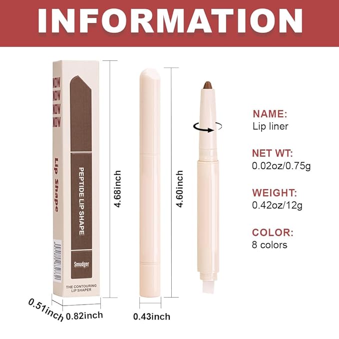 Plump Matte Crayon Lip Liner Pencil, Chocolate Lipstick Lip Liners for Women, 24 Hour Long-Lasting Lip Gloss Makeup, With Silicone Smudger for Define Contours & Sculpting Lip, 06