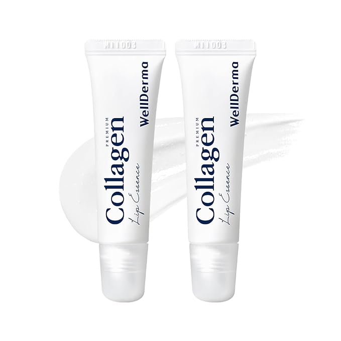 WELLDERMA Collagen Hydro Lip Essence 2-Pack, 11mL × 2 – Smooth Glossy Lip Coating with Collagen Blend, Hyaluronic & Peptide Complex, Honey-Like Scent