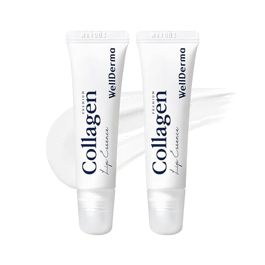 WELLDERMA Collagen Hydro Lip Essence 2-Pack, 11mL × 2 – Smooth Glossy Lip Coating with Collagen Blend, Hyaluronic & Peptide Complex, Honey-Like Scent
