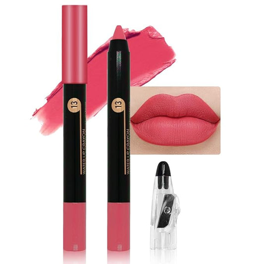 Peach Pink Matte Lip Liner Crayon with Sharpener - Waterproof Smudgeproof Long-Wear Lip Pencil, Creamy Pigmented Lip Crayon for Women, 12HR Stay Silky Velvet Lip Liner 13#