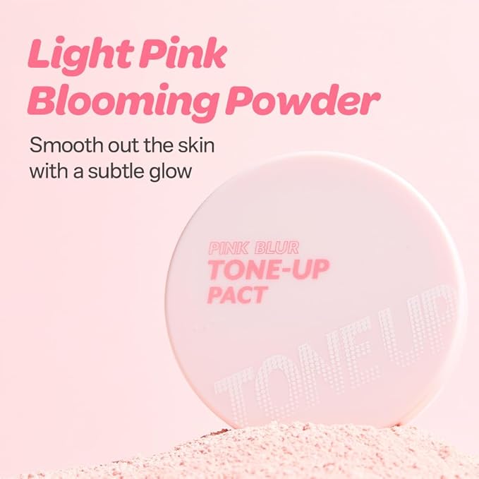 I'M MEME Compact - Tone-up Pact | Korean Pressed Setting Powder for Pink Blur Effect, with Calamine, Makeup Powder, Translucent Compact, Finishing Powder, Oil Control Face, Teen Girl Gifts, 0.35 Oz