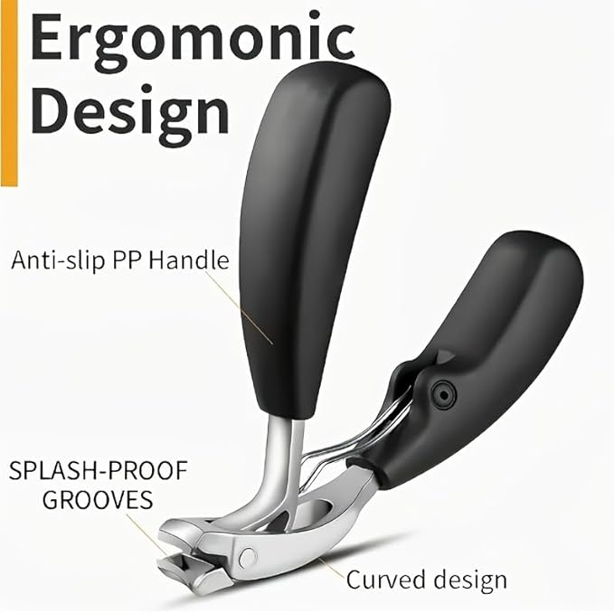 Heavy Duty Toe Nail Clippers for Men ，Ergonomic Non-Slip Long Handle Nail Clippers for Adults Seniors (Silver)