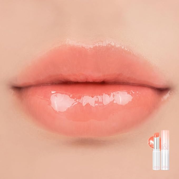 rom&nd GLASTING MELTING BALM 08 CORALIA - Hydrating Lip Gloss Balm for Juicy, Plump, & Vivid Coral Shine