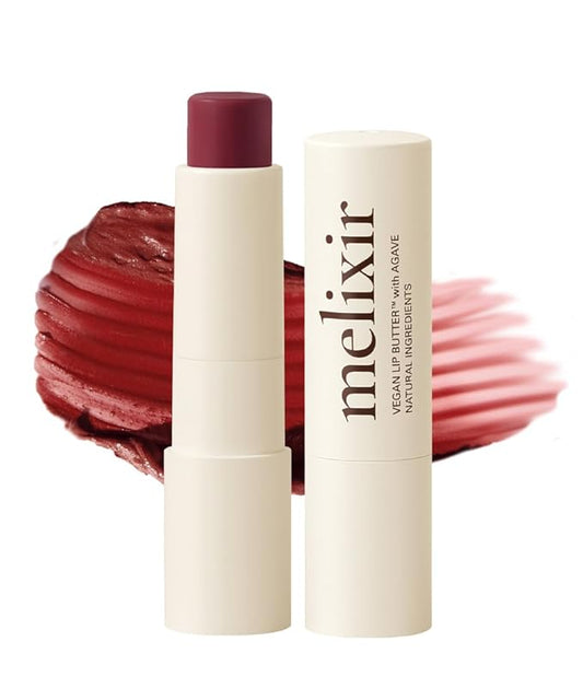 Melixir Vegan Lip Butter (12 Shades) Holiday Gift for Women & Teen Girls, Christmas Stocking Stuffer, Small Beauty Gift, Hydrating Tinted Balm for Winter, Shea Butter, Korean Skincare – 11 Autumn Rain
