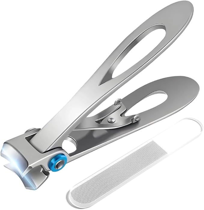 Nail Clippers for Thick Nails, 16mm Wide Jaw Opening Heavy Duty Toenail Clippers with Sharp Curved Blades & Nail File, Stainless Steel Toe Nail Clippers (Silver)