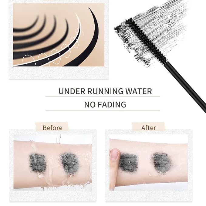 O'CHEAL Lash Lengthening Mascara, Voluminous Soft Lashes Makeup, Flake Free Formula, Hypoallergenic, Clump Free, Waterproof Long Lasting Natural for All Day - Intense Black (Pack of 2)