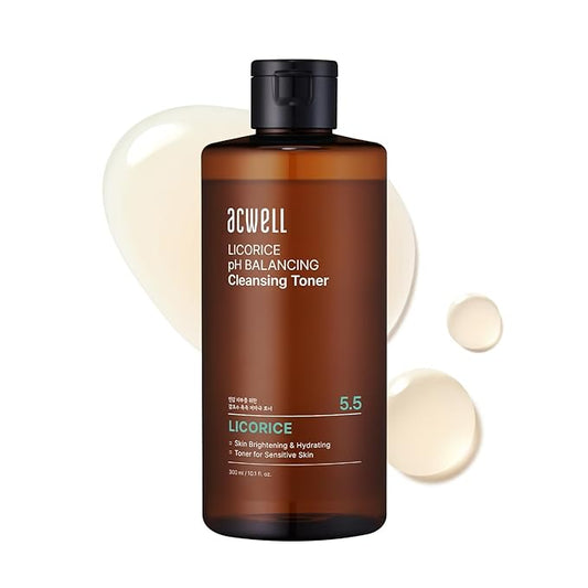 ACWELL Licorice pH Balancing Cleansing Toner 10.14 fl.oz. - PH5.5 Hydrating Makeup Cleansing Astringent - Skin Clearing, Reduce Pigmentation, Acne and Dark Spots