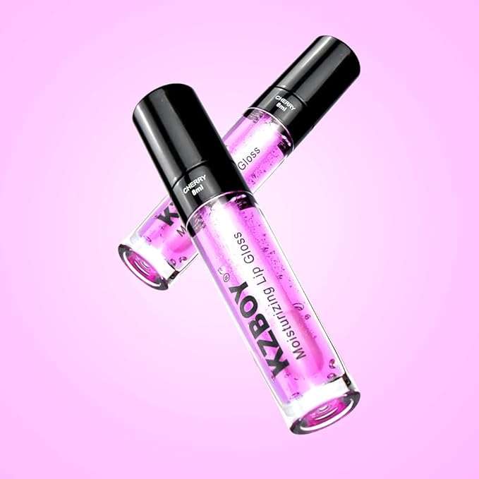 KZBOY Lip Gloss Hydrating Lip Oil Cherry Scented 8ml Moisturizing Lip Gloss for Dry Lips High Shine Smooth Finish Clear Purple Shade (Cherry)