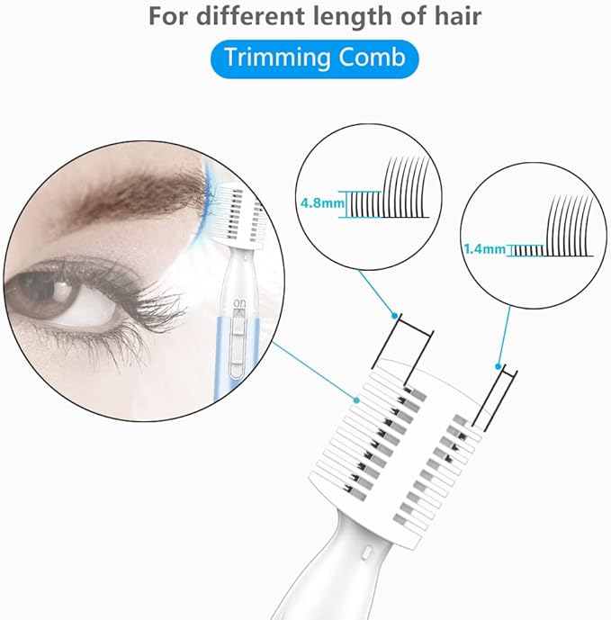 Funstant Eyebrow Trimmer, Precision Electric Eyebrow Razor for Women Battery-Operated Facial Hair Remover with Comb No Pulling Sensation Painless for Face Chin Neck, Upper-Lip, Peach-Fuzz
