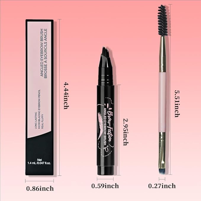 Tawny Brown Liquid Eyebrow Filler Pen for Women, Long-Lasting Waterproof Eye Brow Pen for Hairlike Strokes, Eye Brow Makeup Kit Sweat Smudge-Proof Brows Pencil for Natural Defining, with Eyebrow Brush