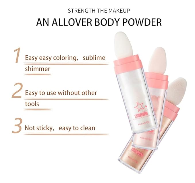 Glitter Powder Highlighter Makeup,Body Brightens the Natural and Face Blusher Patting Powder Highlighter Makeup Beauty Glitter.(02# Fairy pink)