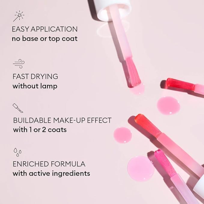 Manucurist Active Glow Raspberry Nail Polish & Care - Ultra-Glowy 2 in 1 Nail Concealer & Care - Plant-Based Ingredients: Sweet Almond Oil, Raspberry - Valentines Day Gifts for Women - Gifts for Her