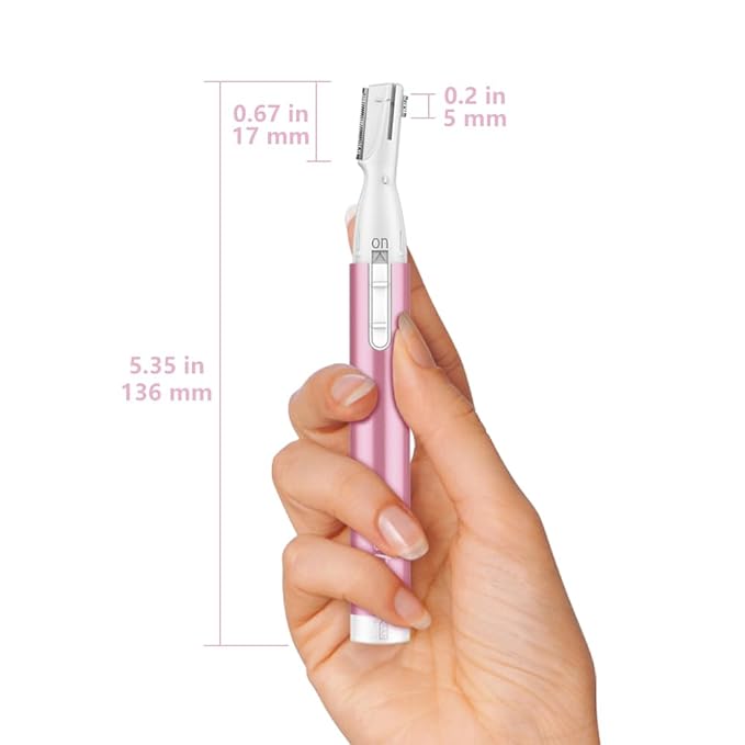 Funstant Upgraded Eyebrow Trimmer, Precision Electric Eyebrow Razor for Women Battery-Operated Facial Hair Remover with Comb No Pulling Sensation Painless for Face Chin Neck, Upper-Lip, Peach-Fuzz