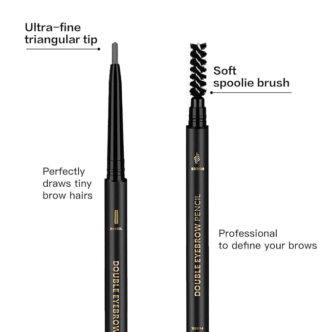 O'CHEAL 3Pcs Grey Eyebrow Pencils for Women, Premium Eye Brow Pencil with Spoolie Brush, Longwearing for Perfect Brows, Professional, Precision, Defines, Universal Waterproof Double-ended Eyebrow Pen