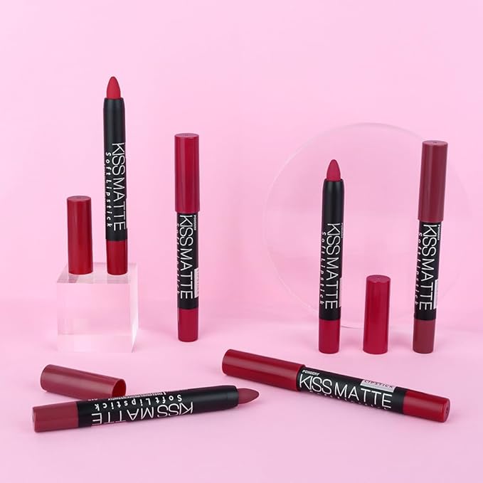 BINGBRUSH Smooth Longwear Lipstick Pack Set, Matte Color Stick Ultimate Lip Crayon for Makeup Collection - Waterproof Velvet Lipgloss Lip Stain (12#)
