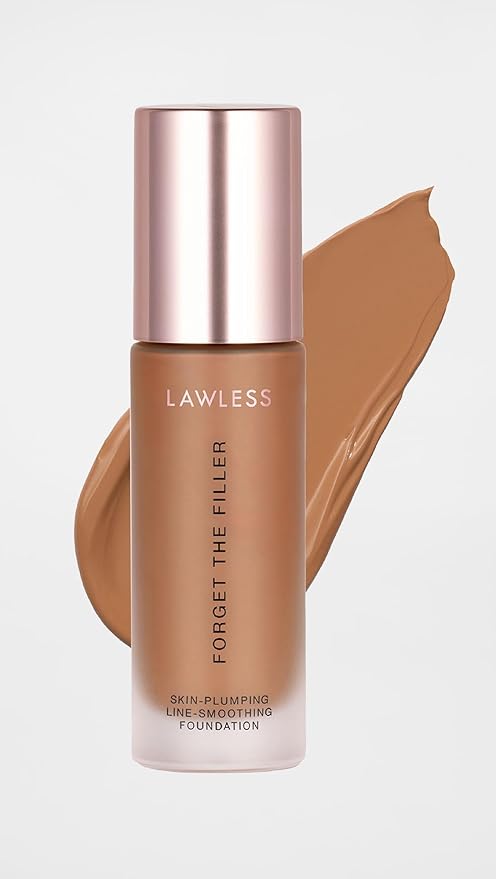 LAWLESS Women's Forget the Filler Skin-Plumping Line-Smoothing Foundation, 19T, tan deep with neutral-olive undertones, 1.0 Ounce
