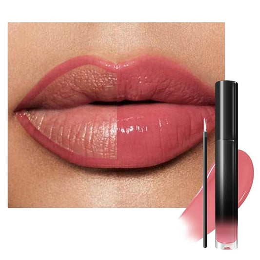 evpct Light Pink Shiny Longwear No-Budge Liquid Lip Color Lipstick Makeup, Highly Pigmented Color Instant Shine, Waterproof Long Lasting Lipstick for Women, Lip Stain Gloss with Lip Liner Brush, 07#