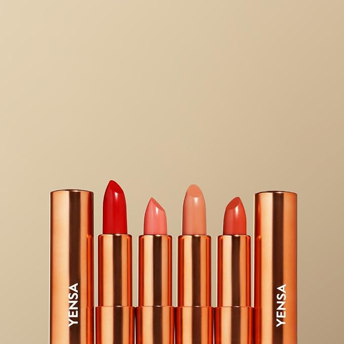 YENSA Vibrant Silk Hydrating Lip Stick - Long Lasting Lipstick with Hyaluronic Acid, Vitamin E & Super Oils - High Pigment Color & Semi Glossy Finish - Moisturizing Formula - Fire (0.12 oz)