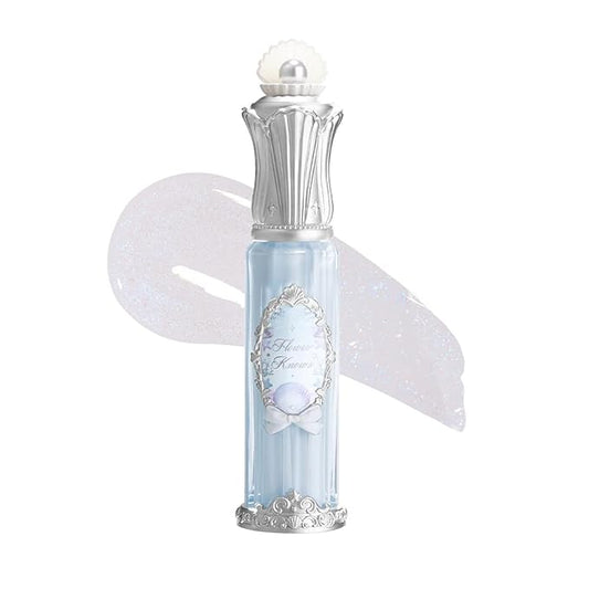 Flower Knows Shell's Jewel Nourishing Lip Glaze,Shimmery Clear Lip Gloss with Hyaluronic,Moisturizing Plumping Oil,Non-Sticky for Girls & Women,0.16 Fl.Oz(P06 Lunar Jelly)