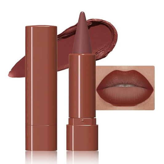 Reddish Brown Gradient Matte Lip Liner Pencil Crayon for Women - Waterproof Smudge-Proof Kissproof Long-Wear Lip Pencil,Flawless Contour Ombre Effect Lip Crayon,Creamy Pigmented Lip Liner 03#