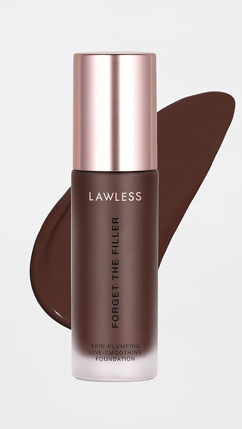 LAWLESS Women's Forget the Filler Skin-Plumping Line-Smoothing Foundation, 32D, ultra deep with warm-neutral undertones, 1.0 Ounce