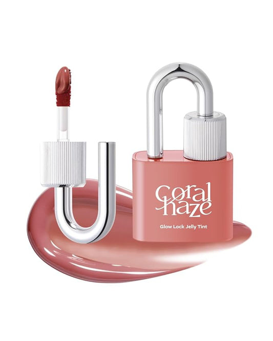 Glow Lock Jelly Tint 112 Nutty 4g, Hydrating Jelly Glow Lip Stain, Glass-Like Shine Lip Gloss, Long-Lasting Color, Moisturizing Lip Enhancer, Collectible Lock-Shaped Design, Korean Makeup