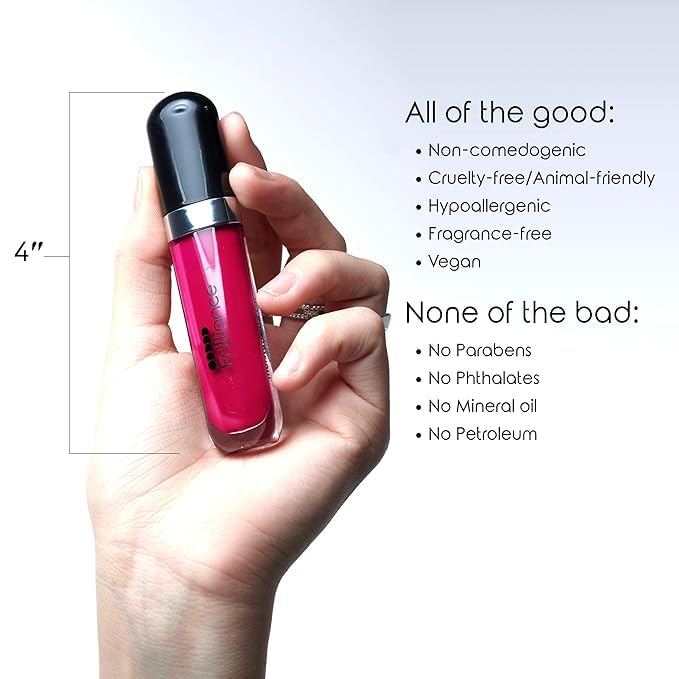 Frilliance Moisturizing Natural Lip Gloss Vault Bundle for Teens, (4 Pack - Pearly Y2k, Cherry Glaze, Crystal Clear, Natural Blush, 8 ml / .28 fl oz each) Cruelty Free Hypoallergenic All Skin Types