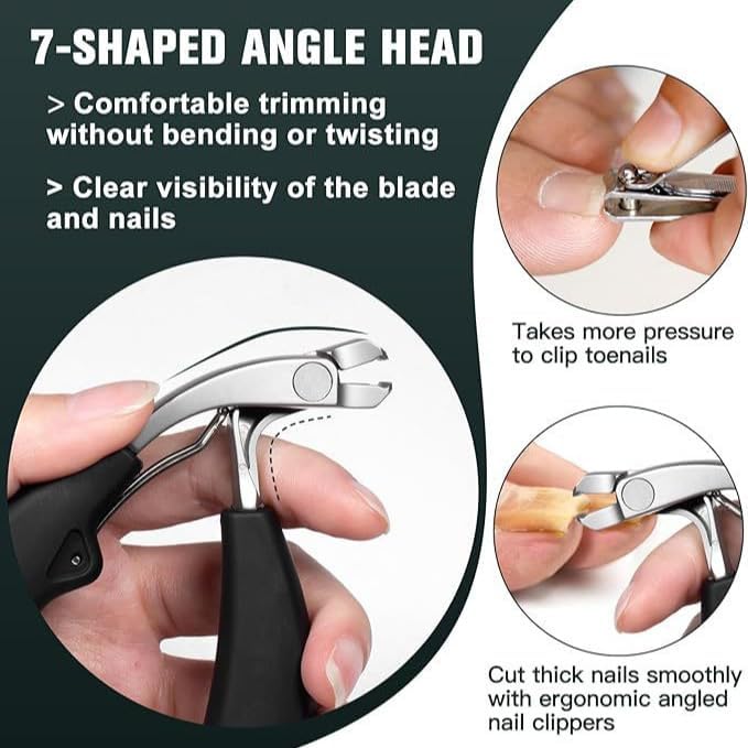 Heavy Duty Toe Nail Clippers for Men ，Ergonomic Non-Slip Long Handle Nail Clippers for Adults Seniors (Silver)