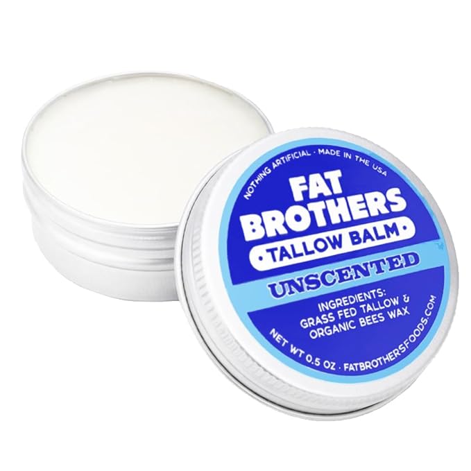 Tallow Lip Balm – Unscented, 2-Ingredient (Beef Tallow + Organic Beeswax), 0.5 oz Metal Tin (3X Larger Than Standard Tubes), Pure, Petroleum-Free, Ultra-Moisturizing - 4 pack
