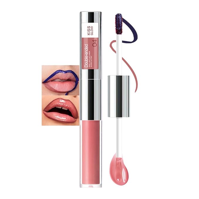 Peel Off Lip Liner & Gloss – Long-Lasting Smudge-Proof Mocha Rose Brown Lip Tint & Lip Stain Liner with Hydrating High Shine Gloss for Defined, Fuller Brown-Rose Lips – Waterproof Soft Glam Lip Makeup