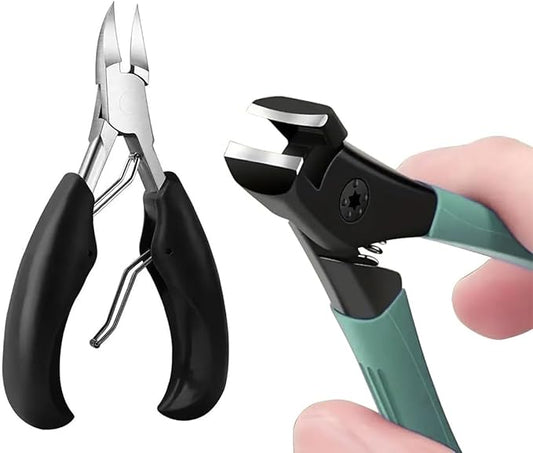 2Pcs Professional Nail Clippers Set, Heavy Duty Ingrown Toe Nail Clippers Adult Thick Nails Long Handle (Green)