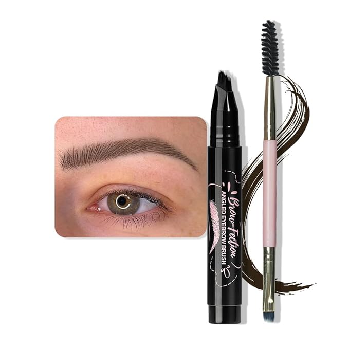 Tawny Brown Liquid Eyebrow Filler Pen for Women, Long-Lasting Waterproof Eye Brow Pen for Hairlike Strokes, Eye Brow Makeup Kit Sweat Smudge-Proof Brows Pencil for Natural Defining, with Eyebrow Brush