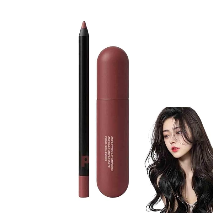 Color-Rich Lipampoules with Matching Lip Liner, Long-Lasting Moisturizing Lip Liner Oil, Moisturizing Lips Enhances Curves, Non-stick to Cup, Create a Natural Color