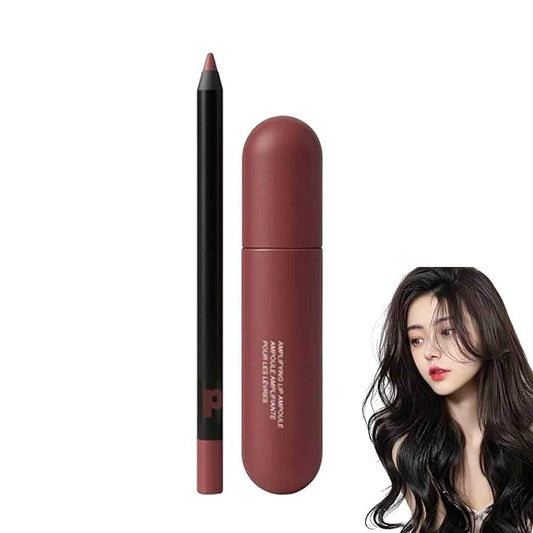 Color-Rich Lipampoules with Matching Lip Liner, Long-Lasting Moisturizing Lip Liner Oil, Moisturizing Lips Enhances Curves, Non-stick to Cup, Create a Natural Color