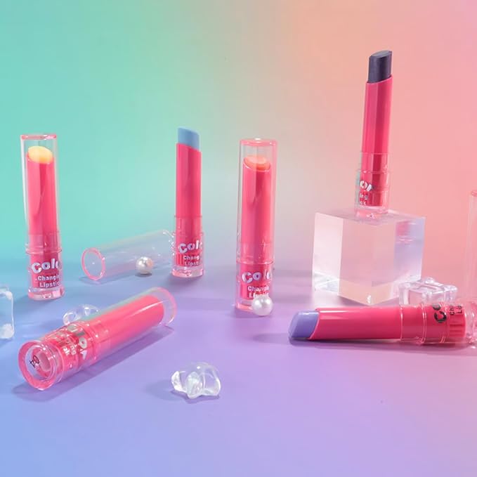 BINGBRUSH Color Changing Lipstick Set, PH Mood Peach Lip Balm and Gloss, Long Lasting Tinted Lip Stain (03# Coral Kiss, 1 Count (Pack of 1))