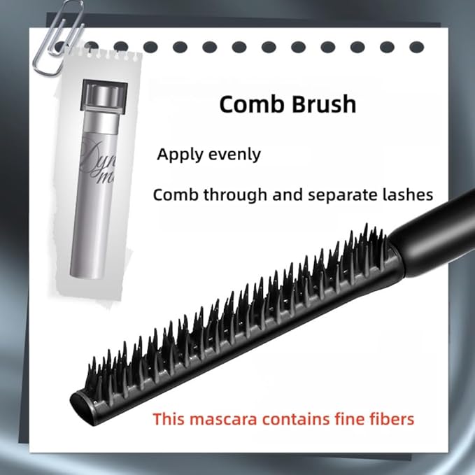 Black Mascara with Comb Brush Separates Lashes for Definition, No Clumping, Smudge-Proof, Volume and Lengthening, Waterproof