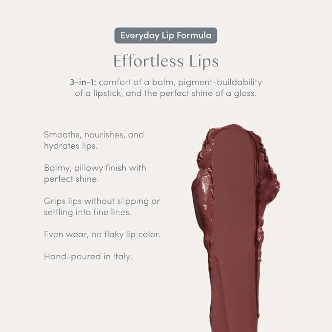 Everyday Neutral Lip Combo - Longwear Soft Definition Lip Liner (Almond) + Hydrating Effortless Lips Balm-Lipstick-Gloss Hybrid (Zinnia) for Natural, Mauve-Brown “Your Lips But Better” Look — Creamy,