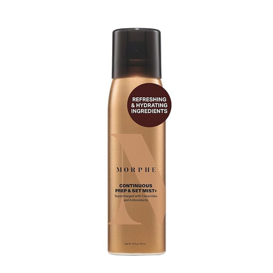 Morphe Continuous Prep & Set Setting Spray - Hydrating Setting Spray for Makeup & Skin Prep - Enriched with Ceramides and Antioxidants for a Radiant Finish (2.8 oz)
