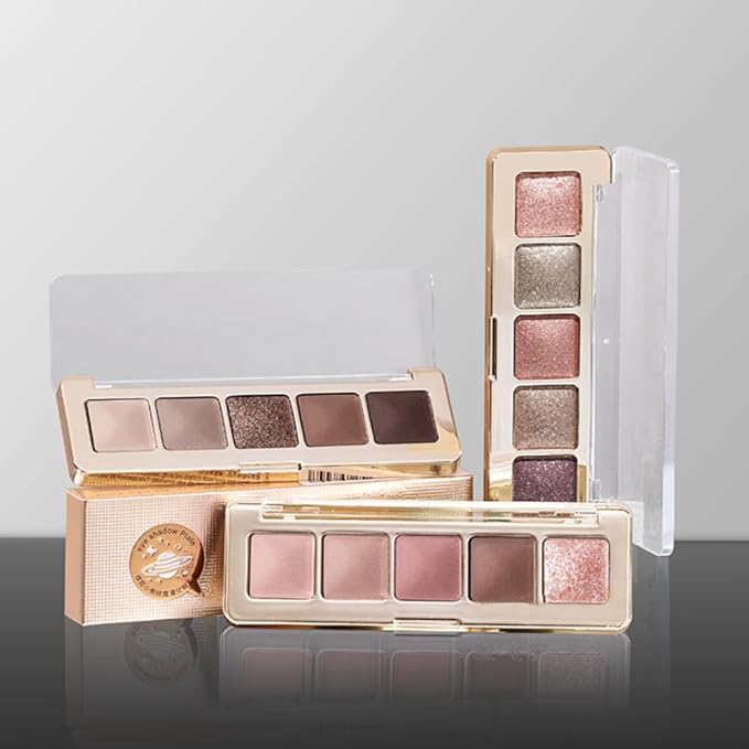 4 Color Eyeshadow Palette, Matte and Shimmer Powder Makeup, Highly Pigmented Blendable Shadows, Long-Lasting Waterproof, Natural Nude Brown Pink Shades (B-4#, 1 Count (Pack of 1))