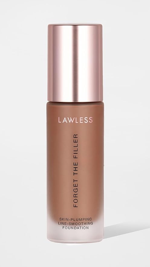 LAWLESS Women's Forget the Filler Skin-Plumping Line-Smoothing Foundation, 25D, deep with cool-neutral undertones, 1.0 Ounce