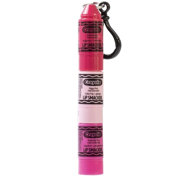 Lip Smacker Crayola Crayon Stackable Flavored Clear Balm Pink - Moisturizing, Soothing (Pack of 2)