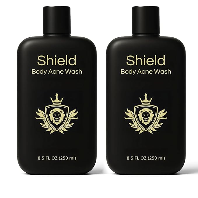 Shield Body Acne Wash for Men and Boys – Unscented Back & Chest Cleanser, Clears Acne & Breakouts, 8.5 oz, Pack of 2