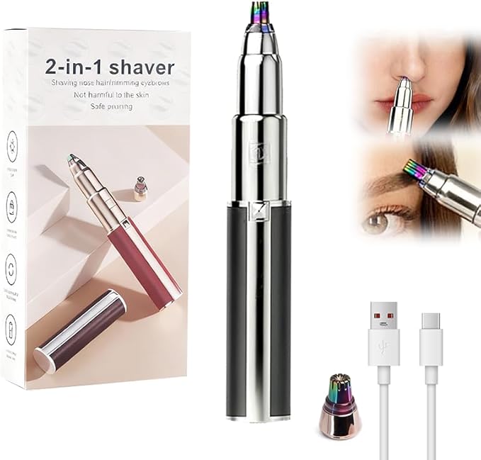 Electric Eyebrow Trimmer for Women Men 2-in-1 Rechargeable Nose Hair Remover Waterproof Eyebrow Shaver for Women with USB Charging, Black