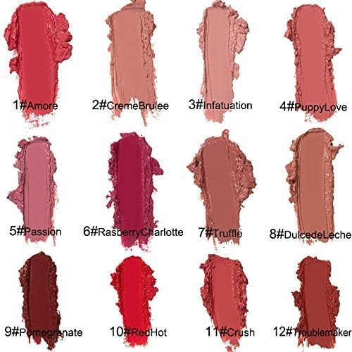 12 Color Cream Lip Gloss, 2025 New Long-Lasting Moisturizing Velvet Lip Lipstick, Waterproof, Non-Fading, Hydrating Tint Natural Jelly Lipstick Suitable for Girls and Women (#7)