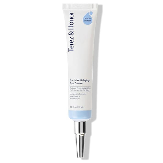 TEREZ & HONOR Rapid Anti-Aging Eye Cream - Instant Eye Tightener & Lifting Serum for Under Eye Bags, Puffiness, Dark Circles, Fine Lines & Wrinkle Reduction - Niacinamide + Peptides – Made in USA