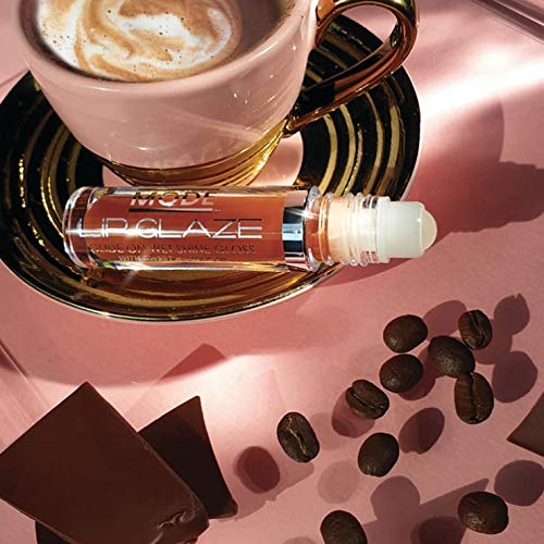 MODE Lip Glaze Hot Cocoa Mocha Flavored Lip Gloss, Yummy Flavor, Roll On Sweet Wet Deliciously Nourishing Shine, Hydrating Moisturizing Natural Skincare Fruit Oils, Made in NY, Vegan